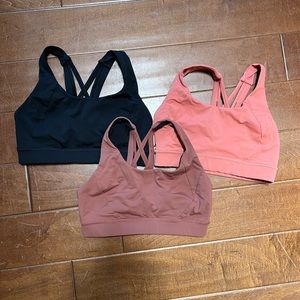 three lululemon free to be elevated bras, lgreat condition. All size 6